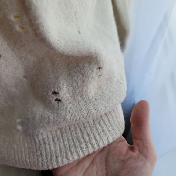 Gilded Intent Cream and Black Crew Neck Boyfriend Sweater - Picture 2 of 6